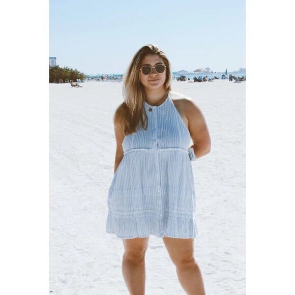 FREE PEOPLE Desert Days Stripe Mini Dress in Ivory Combo Size Medium - Picture 4 of 15